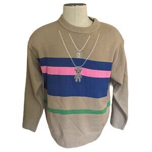 Teddy Bear Pullover Light Brown Sweater Size Large